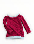 Mädchen Langarmshirt rot mit weissen Bündchen aus Jersey in Grösse 80 von Petite Jeanne