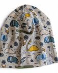 Beigefarbene Kinderbeanie mit bunten Zootieren