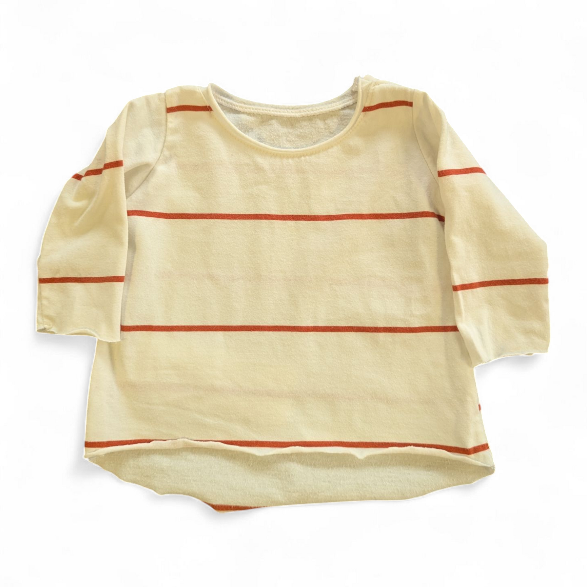 Shirt eierschalenfarbe mit orangen Streifen Upcycling