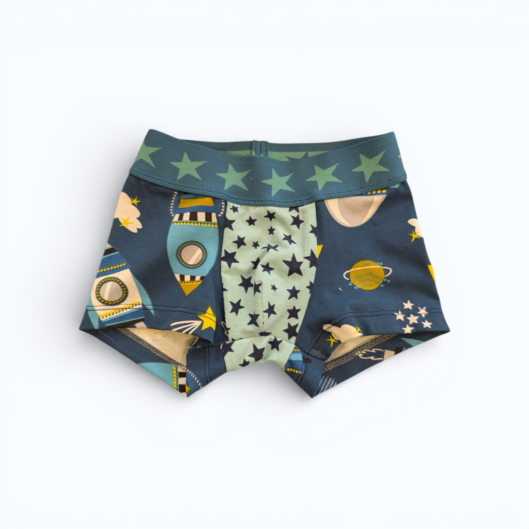 Jungen Boxershorts mit Raketen-Motiv aus Baumwolljersey in Grösse 110 von Petite Jeanne