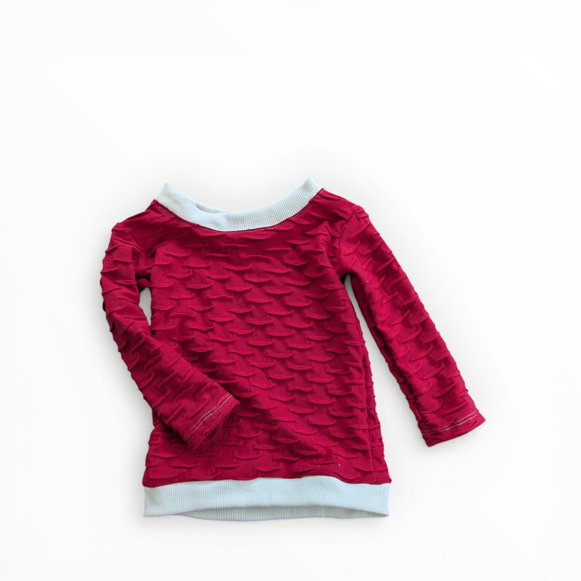 Mädchen Langarmshirt rot mit weissen Bündchen aus Jersey in Grösse 80 von Petite Jeanne