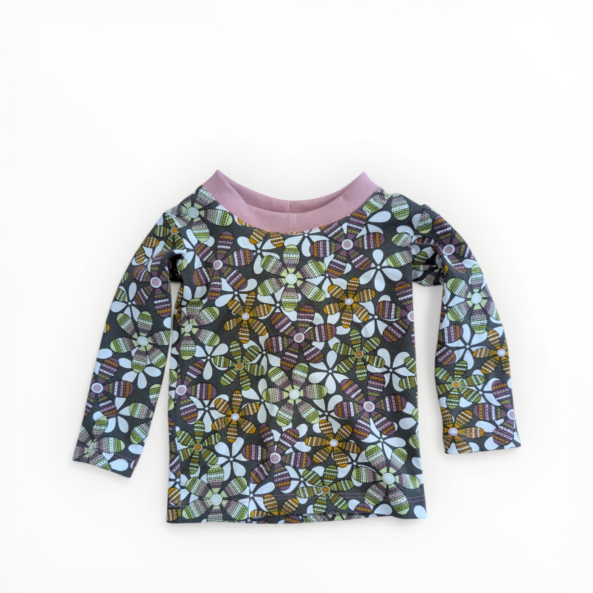 Mädchen Langarmshirt geblümt aus Jersey in Grösse 80 von Petite Jeanne
