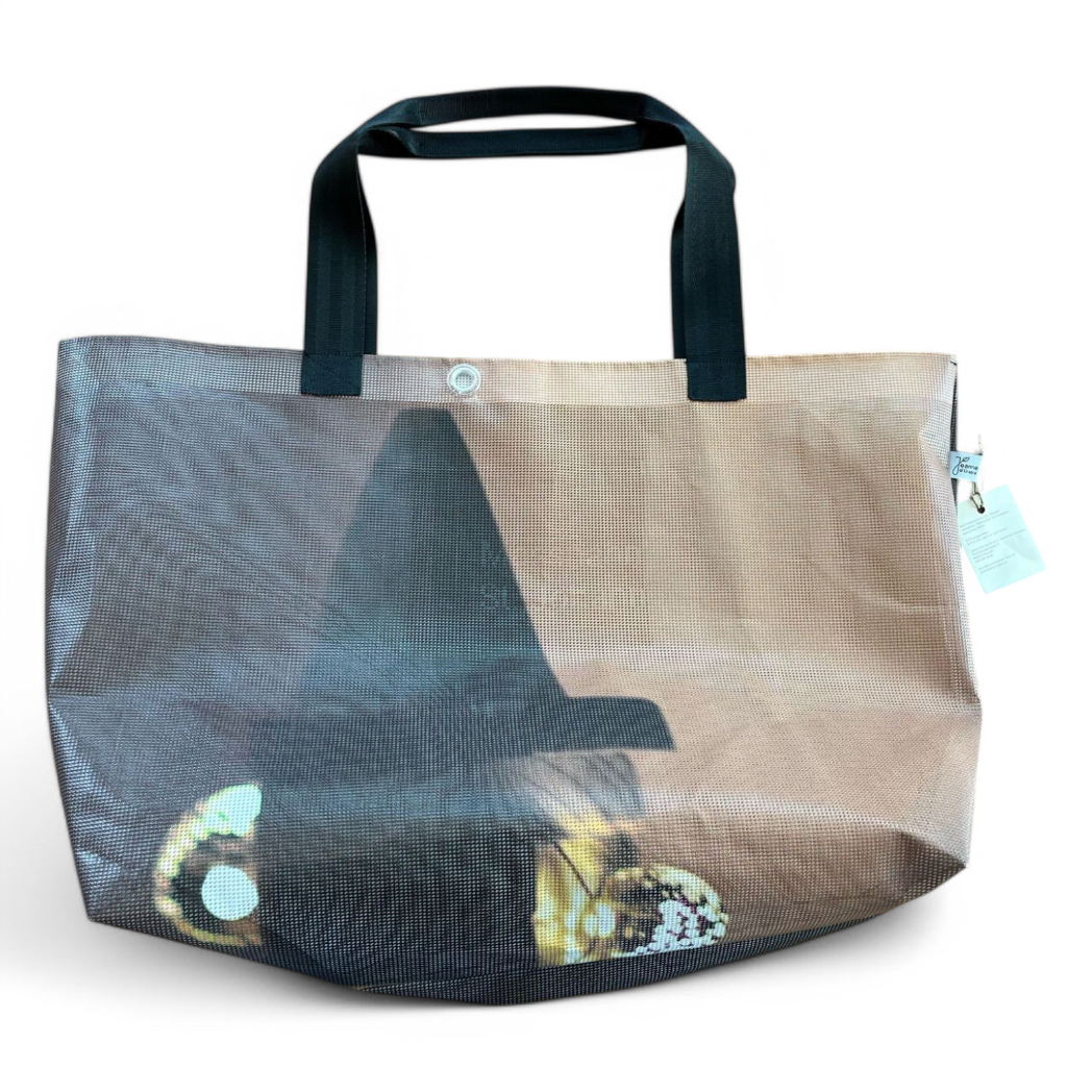 Schultertasche aus Netzblache in brauntönen