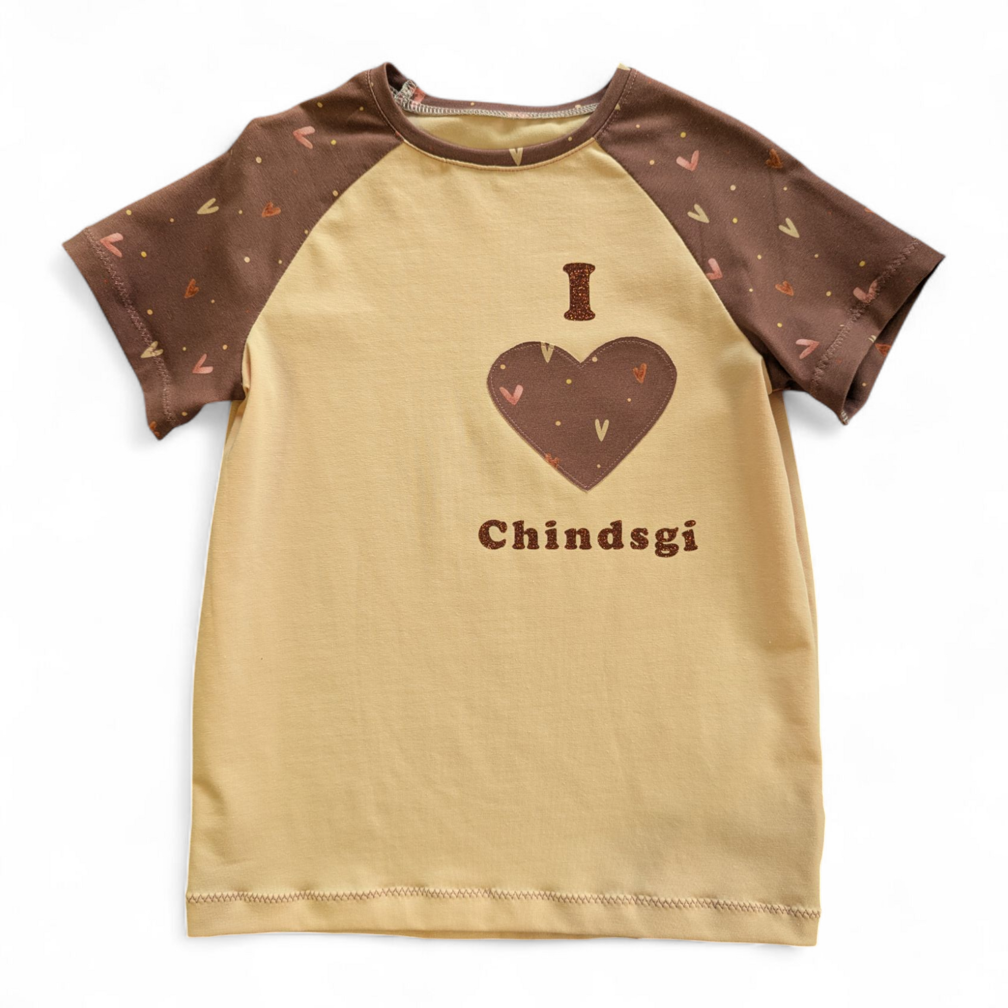 Herziges Mädchen T'Shirt in rosa mit Glitzeruafdruck "I love Chindsgi"