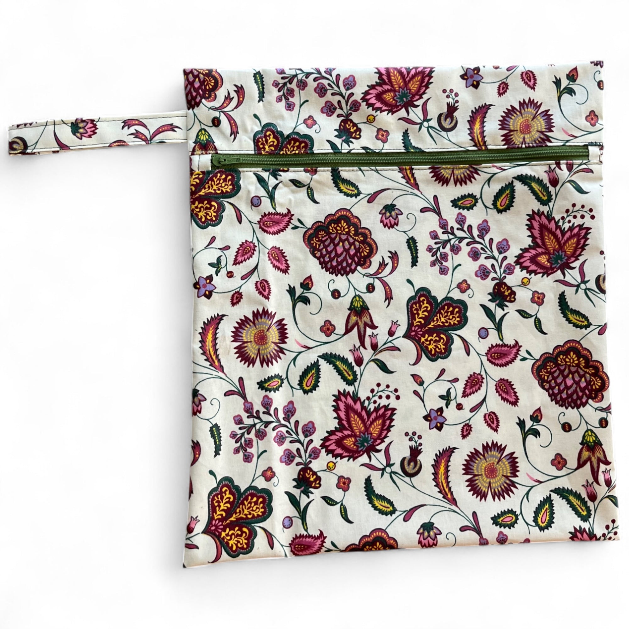 Tasche für nasse Badesachen; hellgelber Wetbag mit Blumenranken