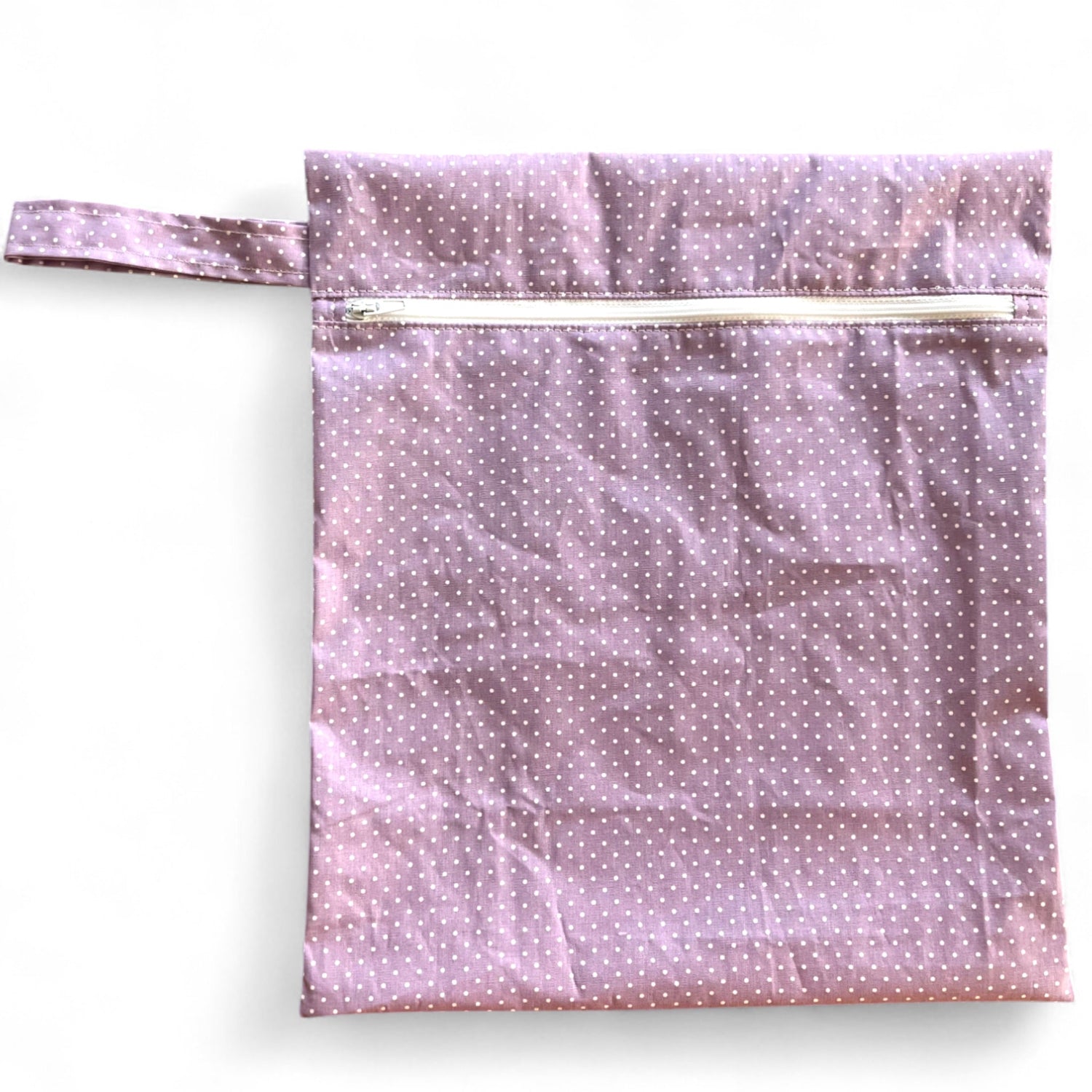 Tasche für nasse Badesachen; lila Wetbag mit weissen Punkten