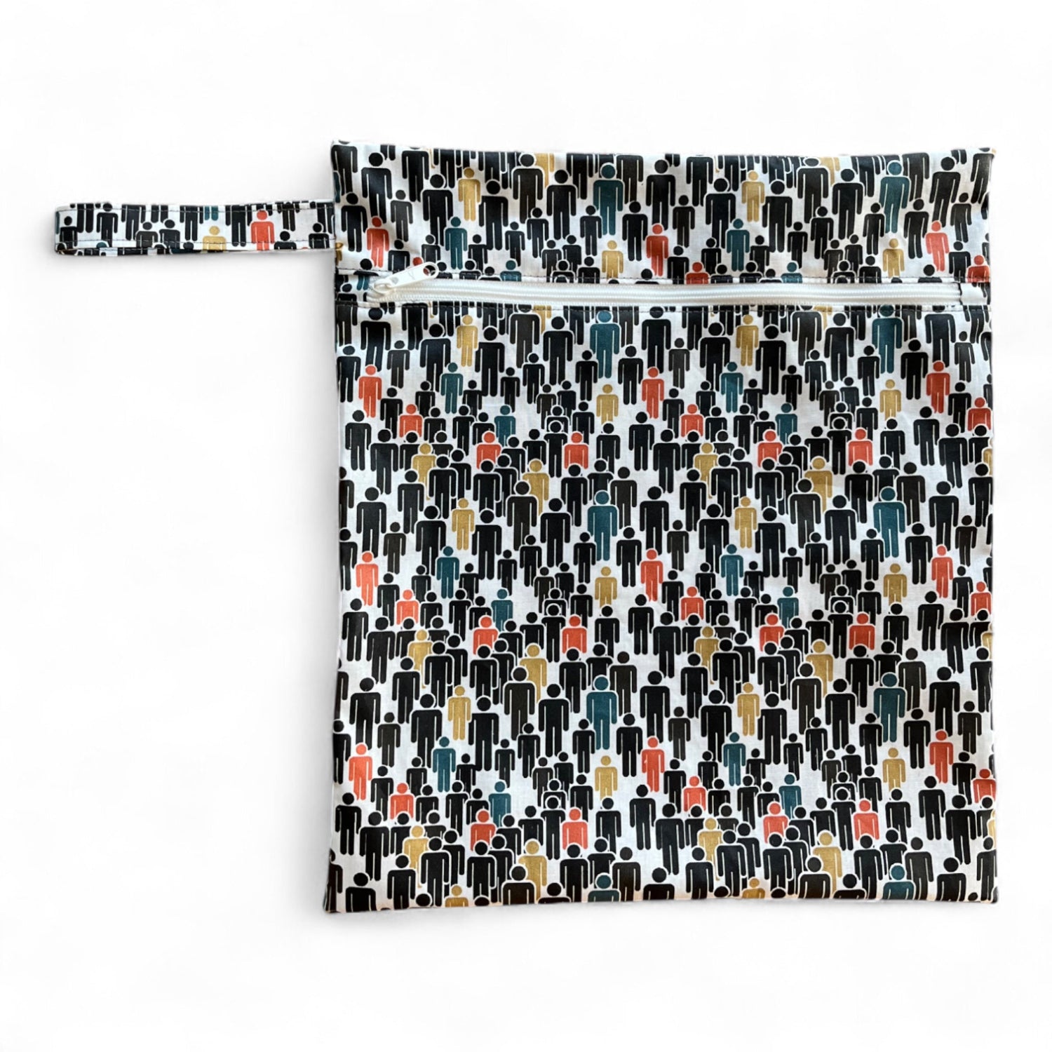 Tasche für nasse Badesachen; Wetbag mit kleinen Männchen in schwarz gelb, rot und blau